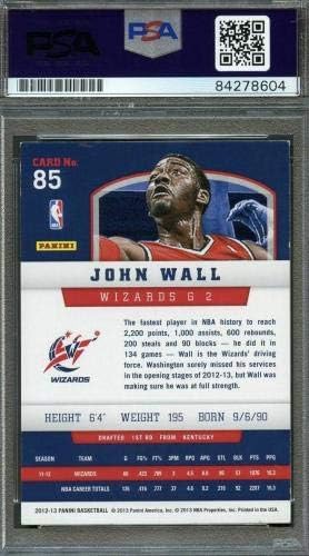 2012-13 Panini 85 John Wall İmzalı Kart OTOMATİK PSA Slabbed Wizards - Basketbol Slabbed Çaylak Kartları