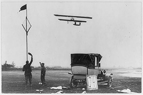 Tarihselfindings Fotoğraf: Michelin Kupası'nı Kazanan Tabuteau, 1910, otomobil, Uçak, Erkekler, Bayrak, Havacılık