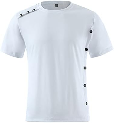 Erkek Yaz Moda Eğlence Spor Düz Renk Yuvarlak Yaka T Shirt Üst Egzersiz Gömlek Seti