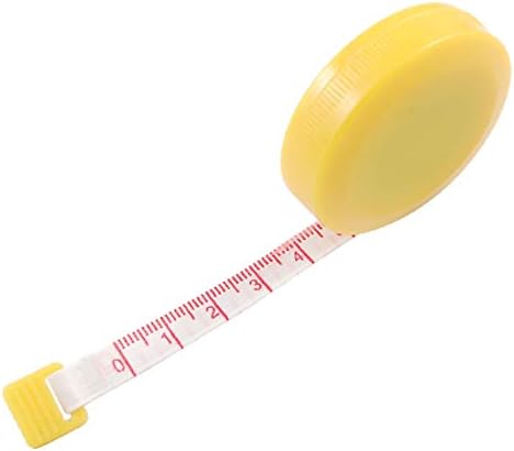 X-DREE 1.5 M Sarı Yuvarlak Kasa Kilitleme Basın Düğmesi Geri Çekilebilir mezura (1.5 M amarillo redondo caso de bloqueo