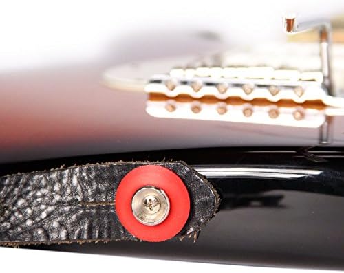 Yerinde Kal Kayış Kilitleri-Premium Silikon Kauçuk Gitar Askısı Blokları (4, Kırmızı Siyah)