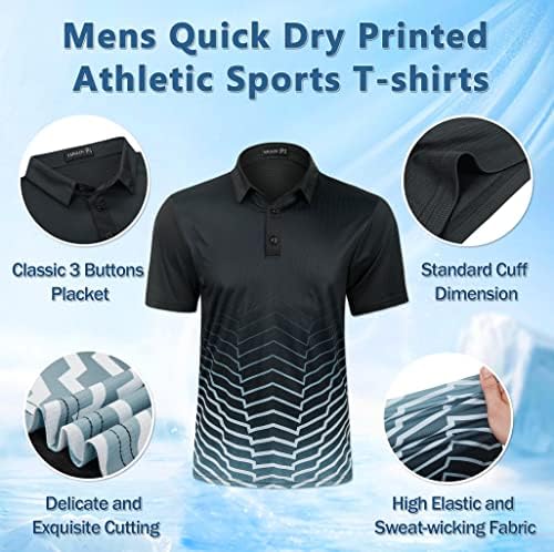 TAPULCO Erkek Moda Baskı Nem Esneklik Nefes Kısa Kollu Golf Polo Rahat Günlük Tişörtleri