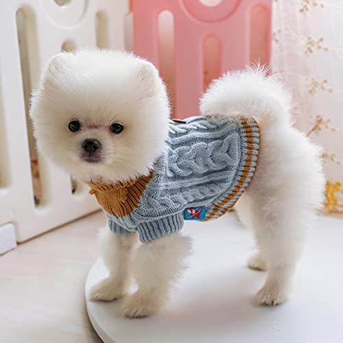 HOUKAI Küçük Köpek Kedi Örme Kazak Köpek Jumper Köpek Hoodie Kış sıcak Giysiler Giyim (Renk: Mavi, Boyut : L Kodu)