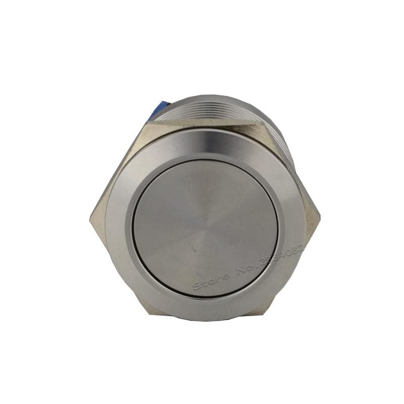 Gümüş Kontak 22mm Anlık Düz basmalı düğme anahtarı GQ22-11 / S Paneli Paslanmaz Çelik 4 pins 1NONC ON / Off Metal