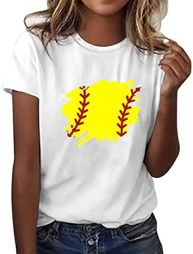 Kadınlar için Rahat, beyzbol Grafik Tee Komik Beyzbol Yaz T Gömlek Casual Kısa Kollu Crewneck Tops