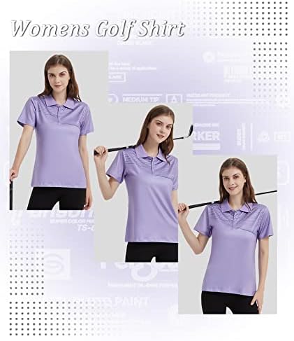 Küçük Güzellik kadın Golf Polo T Shirt Kısa Kollu Yakalı Hafif Nem Esneklik Tenis Atletik Baskı T-Shirt