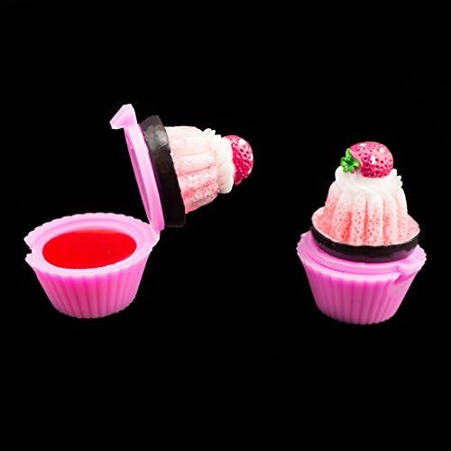 Adorox Kokulu Yenilik Cupcake Dudak Parlatıcısı Dudak Balsamı Makyaj Kız Doğum Günü Partisi İyilik (Çeşitli (24 Adet))