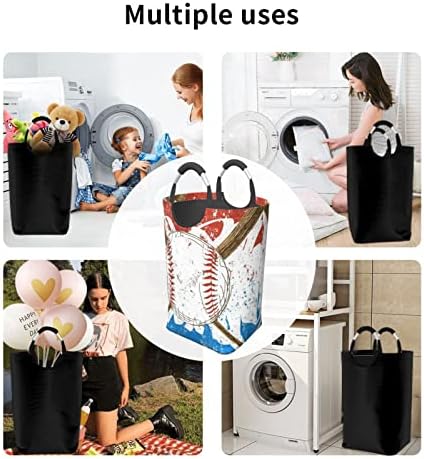 Elle Çizilmiş beyzbol Sopaları Ve Top Kirli Giysiler Paketi, Katlanabilir, Saplı, Banyo Dolabı İçin uygun Ev Depolama