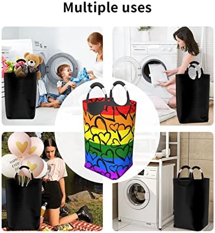 Eşcinsel Gurur Gökkuşağı Desen Kirli Giysiler Paketi, Katlanabilir, Saplı, banyo Dolabı İçin Uygun Ev Depolama