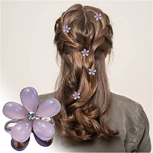 Fiaya Kadınlar Kadınlar kızlar için 12 adet Mini çiçek saç pençe klipsleri, Rhinestones ile çiçek pençe klipsleri,