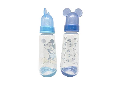 Disney Cudlie Mickey Mouse Erkek Bebek 2 Paket 9 Oz Şişe Çıkarılabilir Karakter Kalıplı Kapaklı Bebek Mickey Yıldız