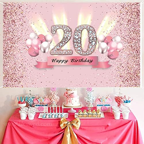 20th Doğum Günü Süslemeleri Kadınlar için Mutlu 20th Doğum Günü Zemin Afiş Parti Deco Kadın 20 Yaşında Yıldönümü Partisi