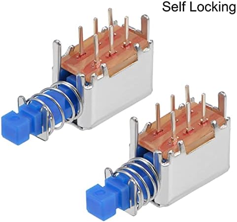 uxcell basmalı düğme anahtarı DPDT 6 Pin 1 Pozisyon Kendinden Kilitleme Mavi 10 adet