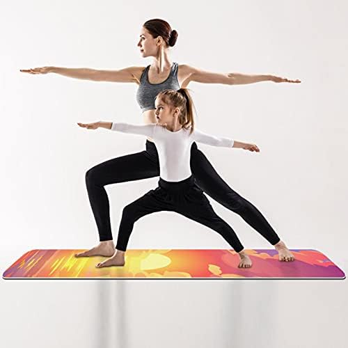 Kalın Kaymaz Egzersiz ve Fitness 1/4 yoga mat Günbatımı Gündoğumu Okyanus Baskı Yoga Pilates ve Zemin Fitness Egzersiz