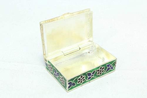Rajasthan Taşlar El Yapımı Biblo Kutusu 925 Ayar Gümüş Fil Eski Emaye Renk Emaye İşi-7