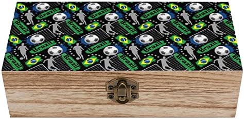 Brezilya Futbol Desen Ahşap saklama kutusu Masaüstü Küçük Dekoratif Organizatör Takı kapaklı kutular
