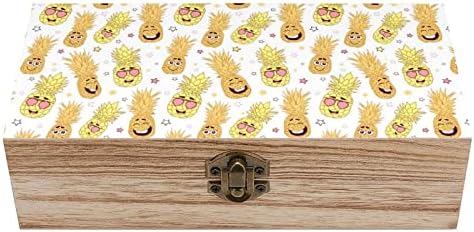 Eğlenceli Ananas Yüzleri Ahşap saklama kutusu Masaüstü Küçük Dekoratif Organizatör Takı kapaklı kutular