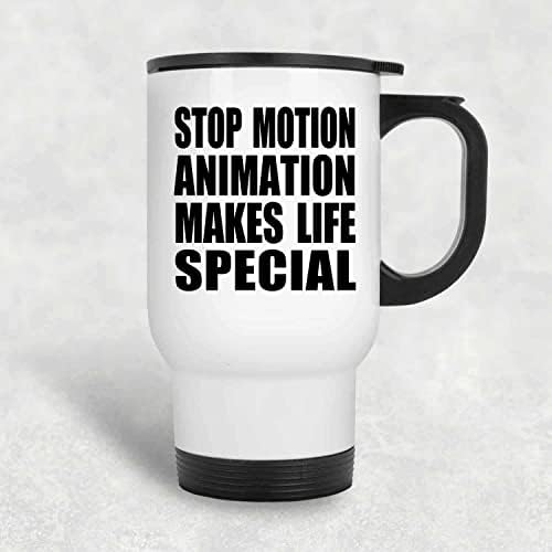 Designsify Stop Motion Animasyonu Hayatı Özel Kılar, Beyaz Seyahat Kupası 14oz Paslanmaz Çelik Yalıtımlı Bardak, Doğum