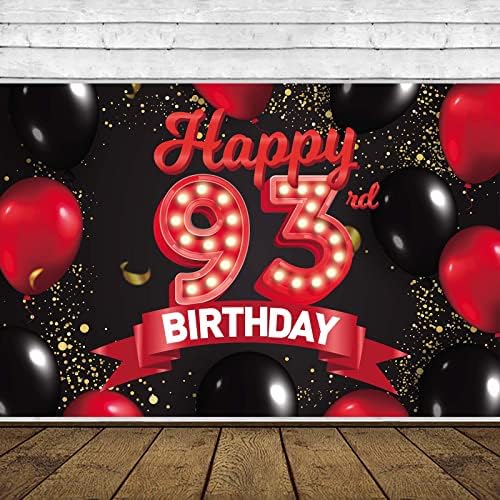 Mutlu 93rd Doğum Günü Kırmızı ve Siyah Afiş Zemin Süslemeleri Balonlar Tema Dekor Kızlar Kadınlar için Prenses 93