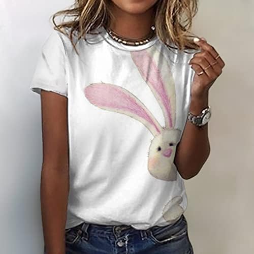 Bayan Paskalya Gömlek Sevimli Çiçek Tavşan T-Shirt Komik Tavşan Baskı Tee Paskalya Hediye Rahat gömlekler Kız Yaz