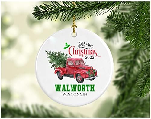 Noel Dekorasyon Ağacı Mutlu Noeller 2022 Walworth Wisconsin Süs Komik Hediye Bir Aile olarak Noel Tatili Yeni Evimizde
