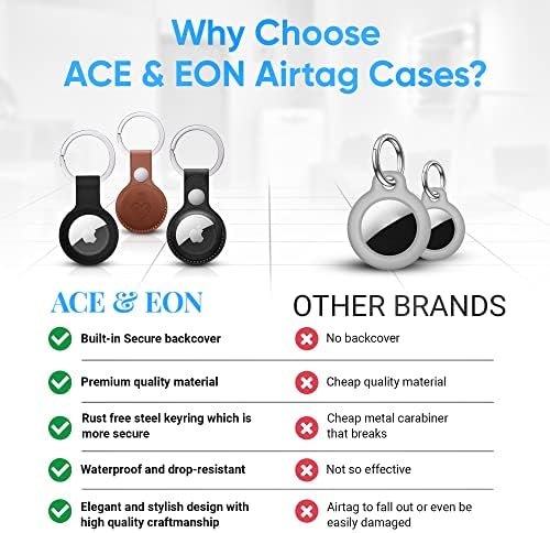 Ace & Eon [2 Paket Silikon] Lüks Airtag Tutucu Kapak için Apple Hava Etiketi AirTags Kılıf ve Anahtarlık Su Geçirmez