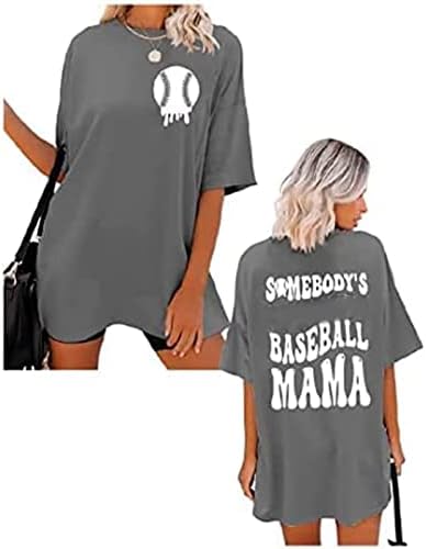 Beyzbol Anne T-Shirt Kadınlar için Beyzbol Grafik Gömlek Yaz Rahat Beyzbol Kısa Kollu Tees Tops Anne Gevşek