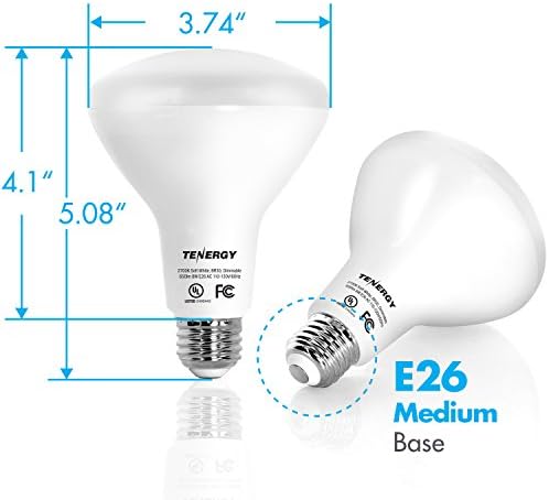 Tenergy Kısılabilir LED projektör Ampuller, 60 Watt Eşdeğeri (8W), Sıcak Beyaz Yumuşak Beyaz (2700K), BR30 E26 Orta