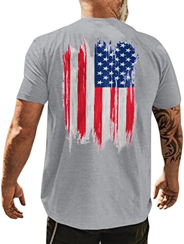 XXBR 4th Temmuz Erkek Kısa Kollu Vatansever T-Shirt, Yaz Amerikan Bayrağı Baskı Slim Fit Casual Temel Spor Tee Tops