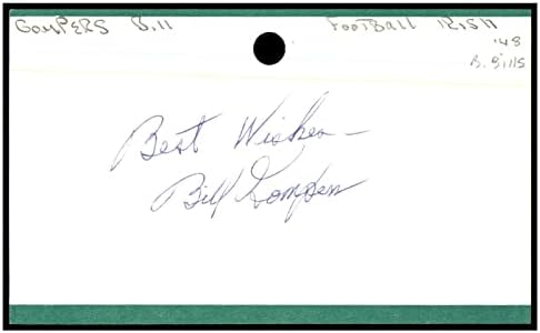 Bill Gompers İmzalı Dizin Kartı 3x5 İmzalı 1948 Bills Notre Dame 87318-NFL İmzaları Kesti