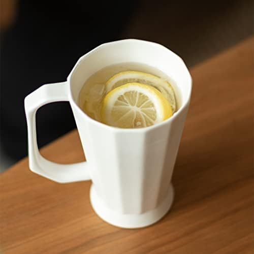 MU MO 14 OZ Beyaz Porselen Çay Bardağı Elmas Şekilli Tasarım Ofis Büyük Latte Kahve Kupa Kolu Su Bira bardak