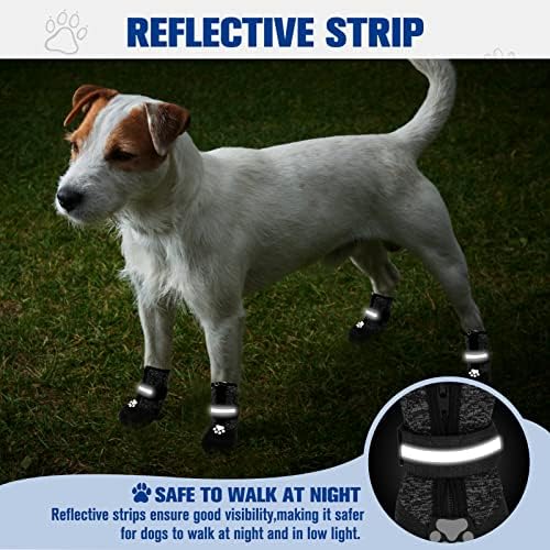 VKPETFR Nefes Alabilen Köpek Botları - Her Mevsim için Yansıtıcı Şeritli Köpekler için Su Geçirmez Ayakkabılar, Kaymaz