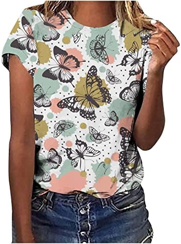 Bluz Bayan Yaz Sonbahar 2023 Elbise Moda Kısa Kollu Pamuklu Ekip Boyun Rahat Temel Üst Tee Bayanlar için UV UV