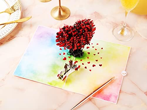 Lııf Eşcinsel Sevgililer Günü Aşk Çift Kalp Ağacı 3D Tebrik Açılır Kart, LGBT, Gökkuşağı, Gurur, Yıldönümü, Düğün,
