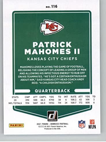2021 Donruss 116 Patrick Mahomes II Kansas City Chiefs NFL Futbol Kartı NM-MT