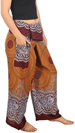 Lannaclothesdesign kadın Tay Balıkçı Pantolon Yoga Pantolon Geniş Bacak Pantolon