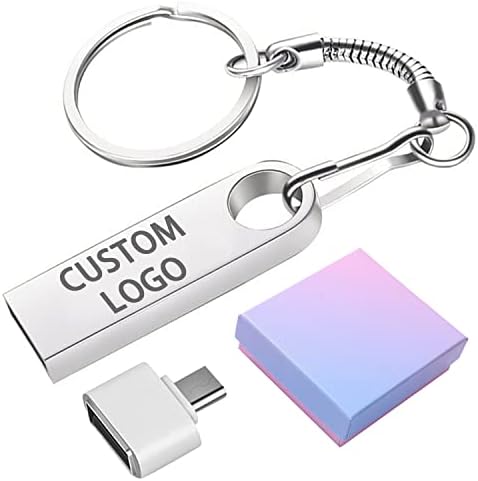 Metin / Logo Kazınmış Kişiselleştirilmiş USB 3.0 Flash Sürücü USB C Adaptörü ve Anahtarlık ile Ücretsiz Özel Bellek