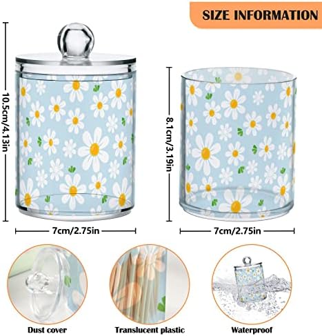 ALAZA 2 Paket Qtip Tutucu Dağıtıcı Papatya Çiçek Mavi Banyo Organizatör Kutuları Pamuk Topları / Bezlerden / Pedleri
