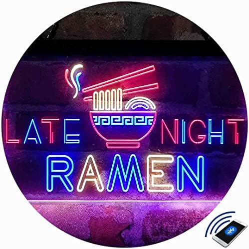 Geç Gece Ramen Dükkanı Üç renkli Led Neon Burcu Kırmızı ve Mavi ve Sarı 13x8. 7 İnç st9s32-ı3305-rby