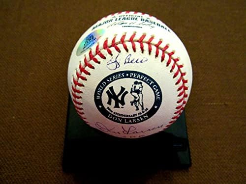 Don Larsen Yogi Berra Pg 10-8-56 Yankees İmzalı Otomatik 50. Ann Oml Beyzbol Jsa İmzalı Beyzbol Topları