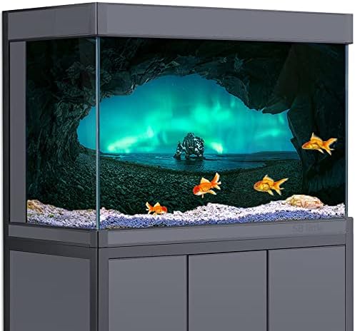 Akvaryum Arka Plan 3D Aurora Borealis Mağara HD Baskı Duvar Kağıdı Balık Tankı Sürüngen Habitat Arka Plan Süslemeleri