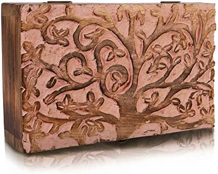 Büyük doğum günü hediyesi El Yapımı Dekoratif Ahşap Mücevher Kutusu İle Hayat Ağacı Oyma Takı Organizatör Hatıra Kutusu