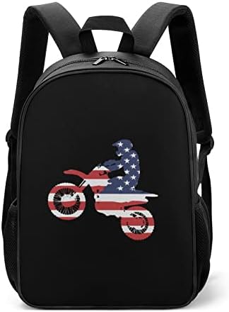 ABD Bayrağı Dirtbike Motocross Unisex Sırt Çantası Hafif Sırt Çantası Moda omuzdan askili çanta Su cepli şişe