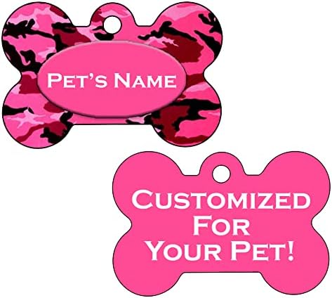 Camo 2 Taraflı Evcil Hayvan Kimliği Köpek Etiketi / Evcil Hayvanınız için Kişiselleştirilmiş (Pembe)