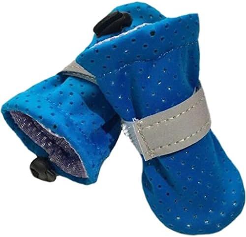 LEPSJGC Yaz evcil hayvan ayakkabısı Su Geçirmez Küçük Botlar kaymaz Yansıtıcı Köpek Yumuşak Çorap (Renk: Mavi, Boyut: