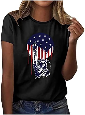 Bayrak Günü T - Shirt Kadınlar için Amerikan Bayrağı Ayçiçeği Gömlek 4th Temmuz Vatansever Bluz Kısa Kollu O-Boyun