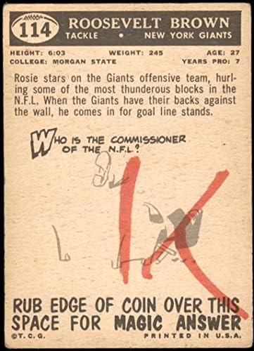 1959 Topps 114 Roosevelt Brown New York Giants-FB (Futbol Kartı) İYİ Devler-FB Morgan St