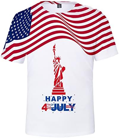 Yaz Erkek T Shirt Erkek Grafik Tees Casual Tshirt 3D 4 Temmuz Bayrağı Desen Erkek T Shirt Uzun Kollu Çeşitli
