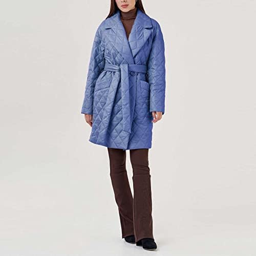 Kadın Pamuk Mont Kış Sıcak Moda Eşkenar Dörtgen Şal Yaka Gevşek Rahat Midi Çok Yönlü Bombacı Ceketler Palto