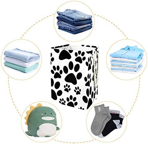 Inhomer Siyah ve Beyaz Köpek Pençe Baskılar 300D Oxford PVC Su Geçirmez Giysiler Sepet Büyük çamaşır sepeti Battaniye